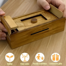 Fa Puzzle Pénzes Doboz Titkos Rekeszzel puzzle, kirakós