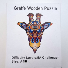 Fa puzzle zsiráf, A4, minőségi kivitel puzzle, kirakós