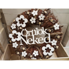 Fa - "Örülök Neked" felirat koszorúra fehér 7x14cm dekorációs kellék