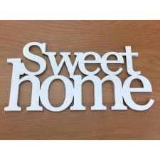 Fa - "Sweet Home" felirat koszorúra 7x14cm fehér dekorációs kellék