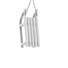  Fa szánkó akasztós fehér 16cm dekorációs kellék