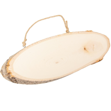 Fa szelet ovális juta akasztóval 12x30cm dekorációs kellék