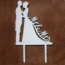 Fa tortadísz Mr & Mrs fehér 17cm sütés és főzés
