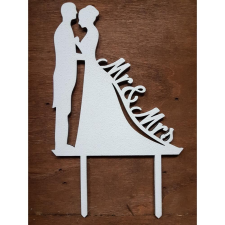 Fa - Tortadísz "Mr&Mrs" fehér 17cm dekorációs kellék