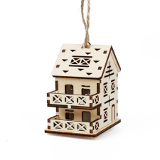  Fa varázsa közepes házikó – villa erkélyekkel és LED mécsessel karácsonyi dekoráció