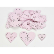  Fa virágdíszes szív rózsaszín 30db/csomag dekorációs kellék