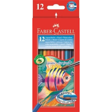 Faber-Castell Akvarell ceruza készlet, hatszögletű, ecsettel, FABER-CASTELL, 12 különböző szín ceruza
