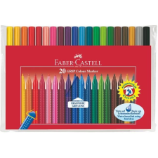 Faber-Castell Filctoll készlet, háromszögletű, FABER-CASTELL "Grip", 20 különböző szín filctoll, marker