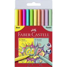 Faber-Castell : Grip filctoll szett - 10 db-os, neon és pasztell (155312) filctoll, marker