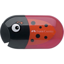 Faber-Castell Hegyező és radír, kétlyukú, tartályos, FABER-CASTELL, katicabogár minta hegyező
