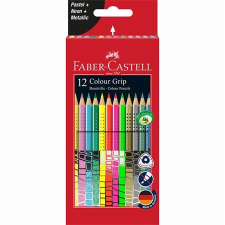 Faber-Castell Színes ceruza készlet, háromszögletű,  "Colour Grip", 12 különböző szín színes ceruza