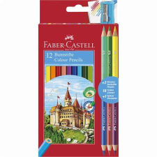 Faber-Castell Színes ceruza készlet, hatszögletű, FABER-CASTELL, 12 különböző szín + 3 db bicolor... színes ceruza
