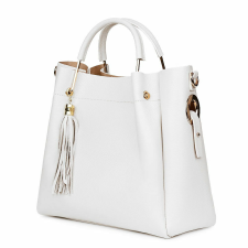  Fabiana, női természetes bőr táska, fehér kézitáska és bőrönd