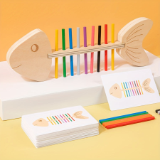 Fából készült halcsont alakú kirakós játék puzzle, kirakós