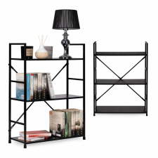 Fából készült könyvespolc fém kerettel széles LOFT, 3 polccal ModernHome bútor
