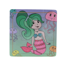 Fából készült sellő és színes medúza puzzle puzzle, kirakós