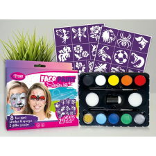 Face Paint Starter Kit, arcfesték szett sablonokkal arcfesték