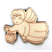  Fafigura 6-7 cm, angyalka csomaggal 22943/182 dekorációs kellék