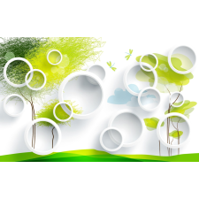  Fák és körök tapéta, 300 x 200 cm tapéta, díszléc és más dekoráció