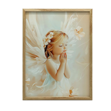 FAKERETES FALI PLAKÁT ANGYAL IMÁBAN 50x70 CM grafika, keretezett kép