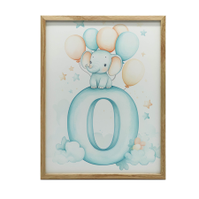 FAKERETES FALI PLAKÁT ELEFÁNT O FELHŐBETŰBEN 50x70 CM grafika, keretezett kép