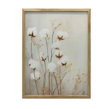  FAKERETES FALI PLAKÁT FEHÉR PAMUT VIRÁGOK 30x40 CM grafika, keretezett kép
