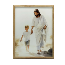  FAKERETES FALI PLAKÁT JÉZUS KÖZÖS ÚT 70x100 CM grafika, keretezett kép