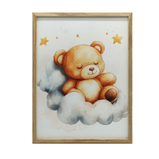 FAKERETES FALI PLAKÁT MEDVE A FELHŐBEN 30x40 CM grafika, keretezett kép