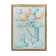  FAKERETES FALI PLAKÁT N BETŰ, FELHŐK 50X70 CM grafika, keretezett kép