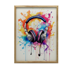 FAKERETES FALI PLAKÁT SZÍNEK ZENE Akvarell 50X70 CM grafika, keretezett kép