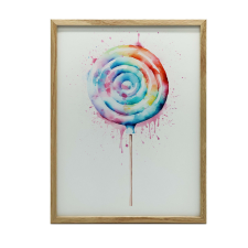 FAKERETES PLAKÁT FALRA SÖTÉTBARNA SZIVÁRVÁNY LOLLY 70x100 CM grafika, keretezett kép