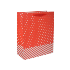 Fakopáncs Ajándéktasak - közepes (piros, fehér pöttyökkel) party kellék