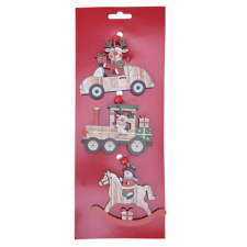 Fakopáncs Dekorációs figura (natúr színű autó rénszarvassal, mozdony, hintaló) karácsonyi dekoráció