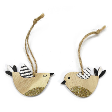 Fakopáncs Húsvéti dekorációs figura (8db-os madárka, natúr-fekete) fajáték