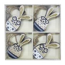 Fakopáncs Húsvéti dekorációs figura (8db-os nyuszi, natúr-fekete) fajáték