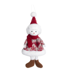 Fakopáncs Karácsonyi dekoráció (hóember kötött ruhában, bordó sállal) karácsonyi dekoráció