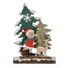 Fakopáncs Karácsonyi dekoráció (korcsolyás Hóember és fenyőfák) karácsonyi dekoráció