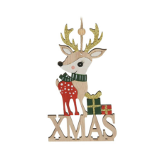 Fakopáncs Karácsonyi dekorációs figura (balra néző rénszarvas XMAS felirattal) karácsonyi dekoráció