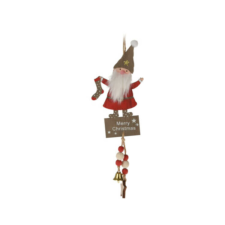 Fakopáncs Karácsonyi dekorációs figura (Mikulás csillagos sapkában, kezében zokni) karácsonyi dekoráció