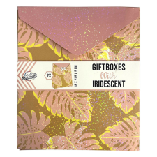 Falevél mintás Iridescent ajándékdoboz 2 db-os ajándéktasak