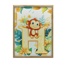 FALI PLAKÁT ALUMÍNIUM KERETBEN H BETŰ, MONKEY 40x50 CM grafika, keretezett kép