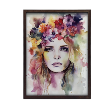 FALI PLAKÁT ARANY KERETBEN NŐ KOSZORÚ 70x100 CM grafika, keretezett kép