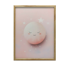 FALI PLAKÁT ARANY KERETBEN, REJTÉKES RÓZSASZÍN HOLD 40x50cm grafika, keretezett kép