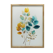 FALI PLAKÁT ARANY LEVELEK Akvarell, KERET NÉLKÜL 50x70 CM grafika, keretezett kép