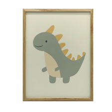 FALI PLAKÁT DINOSZAURUS MOSOLYGAL ARANY KERETBEN 50x70 CM grafika, keretezett kép