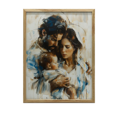 FALI PLAKÁT FA KERETBEN A SZENT CSALÁD MELEGE 30x40 CM grafika, keretezett kép