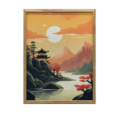 FALI PLAKÁT FA KERETBEN CSEND ÉS HARMÓNIA 50x70 CM grafika, keretezett kép