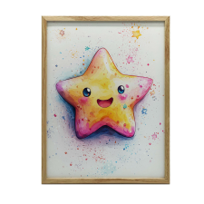 FALI PLAKÁT FA KERETBEN JOYFUL STAR 50x70 CM grafika, keretezett kép