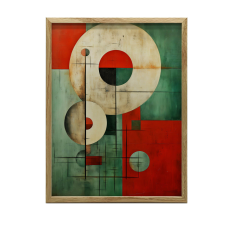 FALI PLAKÁT FA KERETBEN KÖREK HARMÓNIÁJA 30x40 CM grafika, keretezett kép
