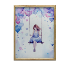 FALI PLAKÁT FA KERETBEN LILA JOY 50x70 CM grafika, keretezett kép